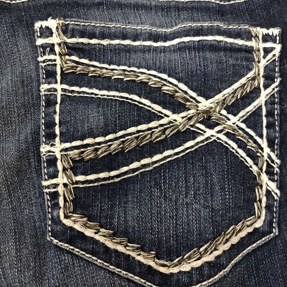 Ariat REAL Jeans Womens 33R Blue Mid Rise Entwined Boot Cut Marine 10017510 West - Picture 6 of 13